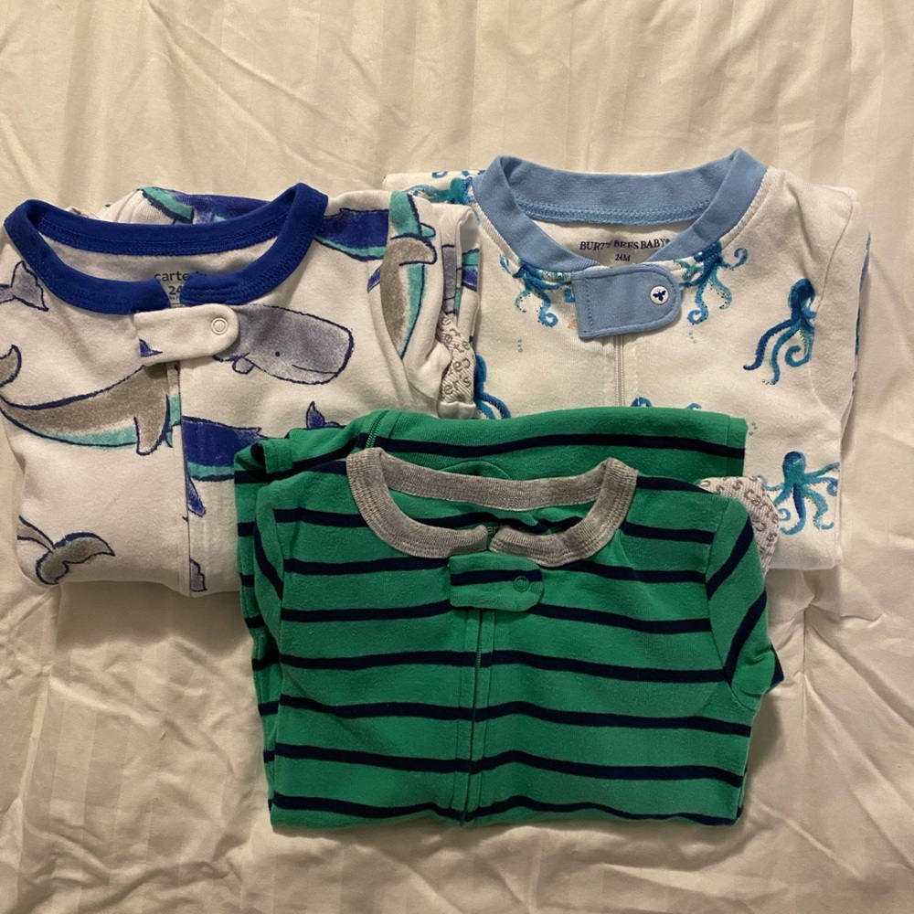 3 size 24mo onesie/foot pajamas. New condition.